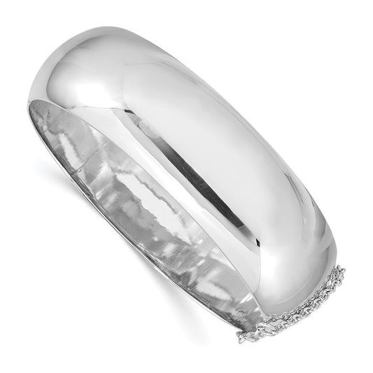 Sterling Silver Rhodium-plated 20mm Fancy Hinged Bangle Bracelet QB31