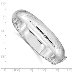Sterling Silver Rhodium-plated D/C 12mm Fancy Hinged Bangle Bracelet QB33
