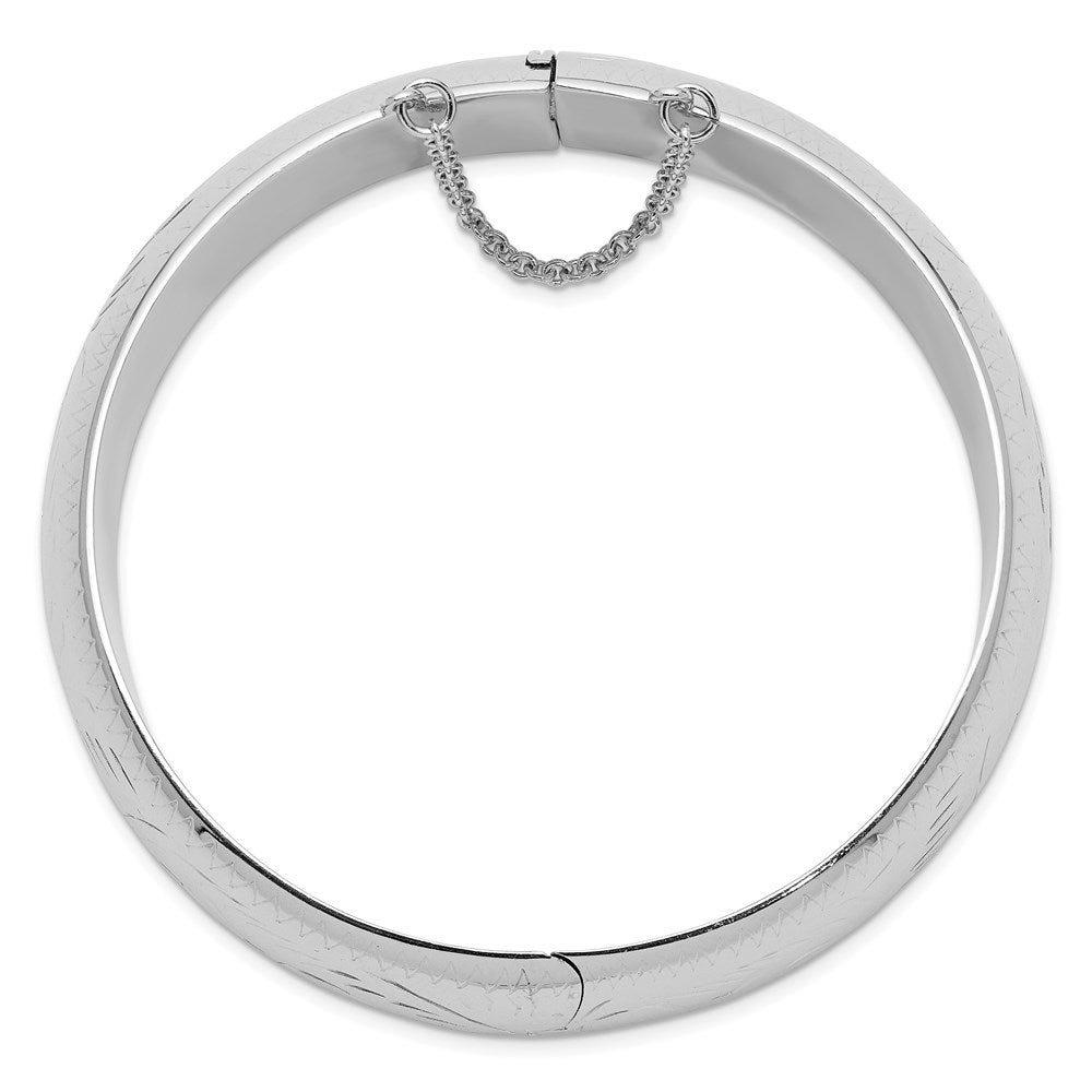 Sterling Silver Rhodium-plated D/C 20mm Hinged Bangle Bracelet QB35