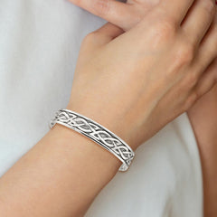 Sterling Silver Antiqued 12.5mm Celtic Design Cuff Bangle Bracelet QB356