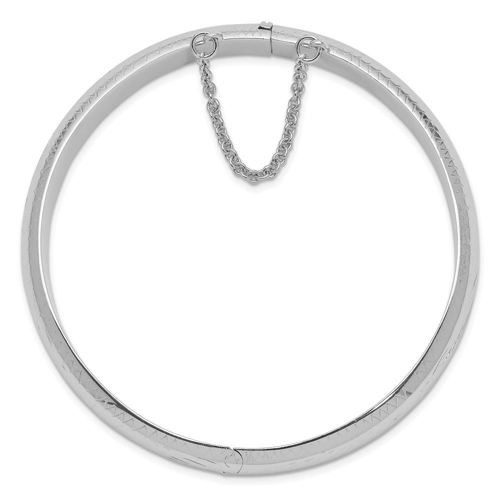 Sterling Silver Rhodium-plated D/C 10.25mm Hinged Bangle Bracelet QB37