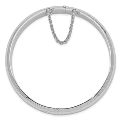 Sterling Silver Rhodium-plated D/C 10.25mm Hinged Bangle Bracelet QB37
