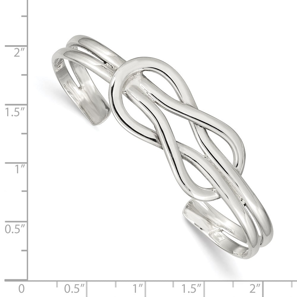 Sterling Silver Knot Design Cuff Bangle QB384