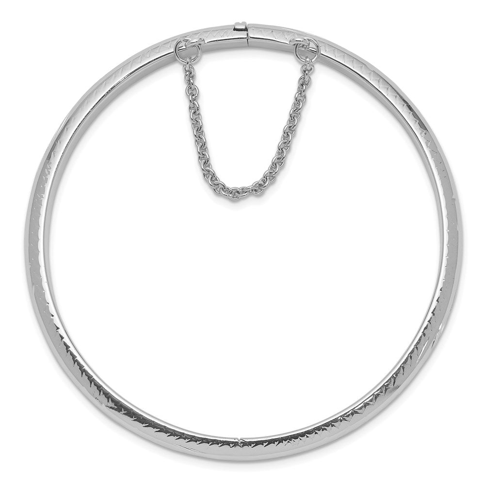 Sterling Silver Rhodium-plated 5mm D/C Hinged Bangle Bracelet QB39