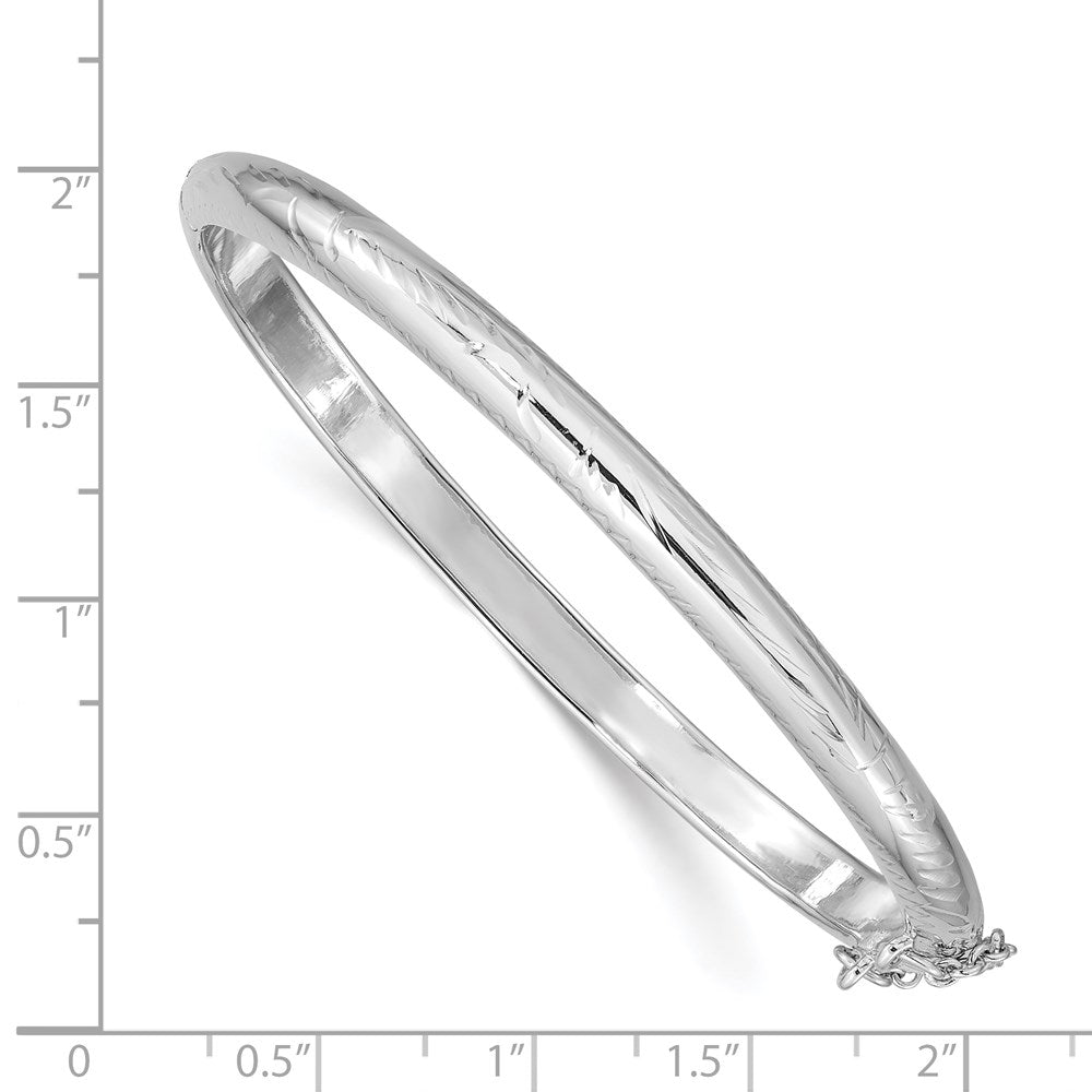 Sterling Silver Rhodium-plated 5mm D/C Hinged Bangle Bracelet QB39