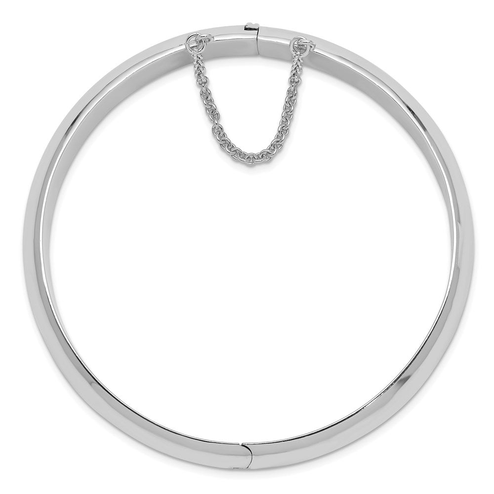 Sterling Silver Rhodium-plated 12.00mm Hinged Bangle Bracelet QB40