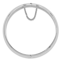 Sterling Silver Rhodium-plated 12.00mm Hinged Bangle Bracelet QB40