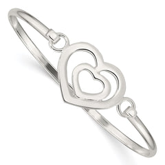 Sterling Silver Heart within a Heart Bangle Bracelet QB408