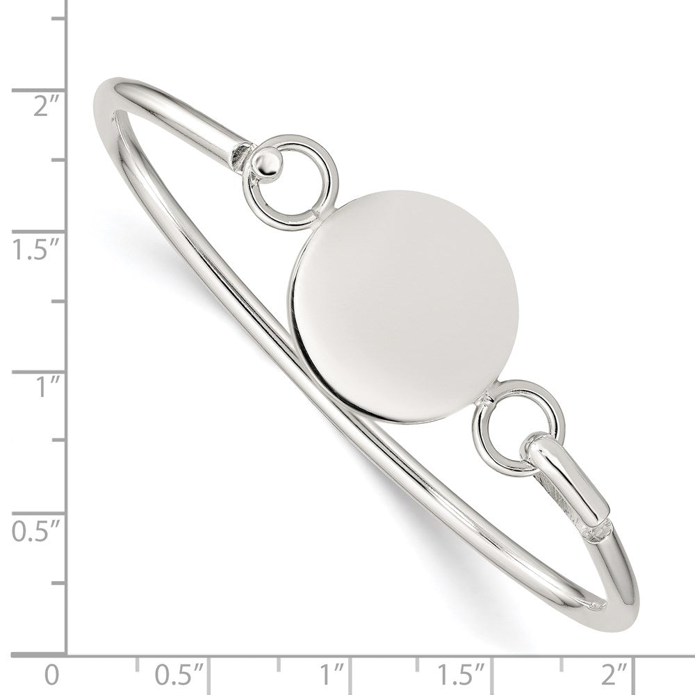 Sterling Silver Bangle w/Round ID Plate Bracelet QB412