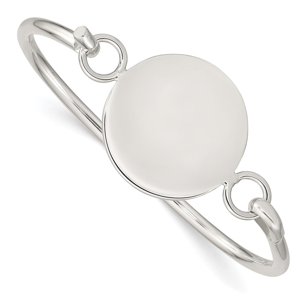 Sterling Silver Bangle w/Round ID Plate Bracelet QB413