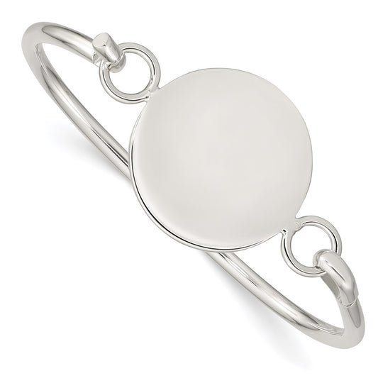 Sterling Silver Bangle w/Round ID Plate Bracelet QB413