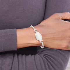 Sterling Silver Bangle w/Oval ID Plate Bracelet QB414
