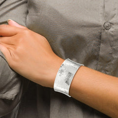 Sterling Silver 30mm Hammered Cuff Bangle QB493