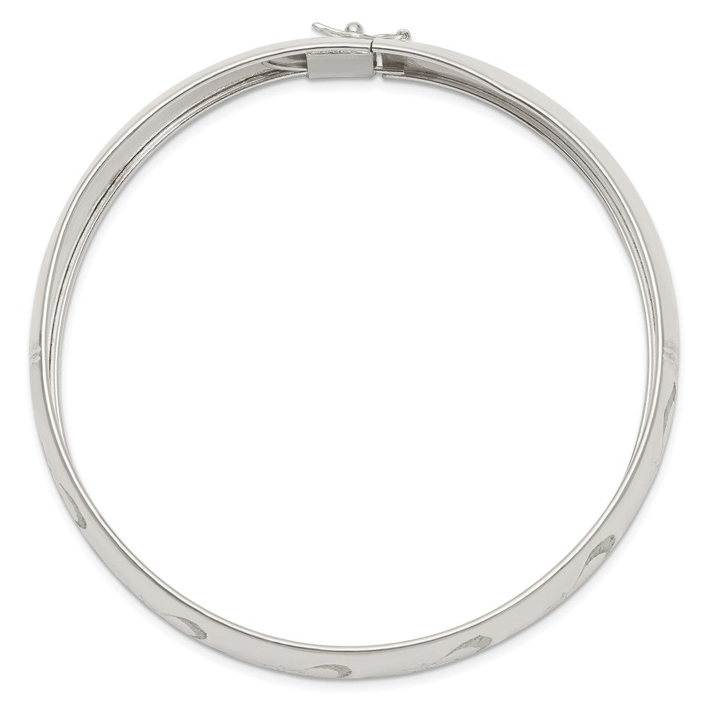 Sterling Silver Polished D/C and Textured Adjustable Bangle QB592