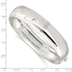 Sterling Silver Polished D/C and Textured Adjustable Bangle QB592
