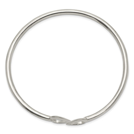 Sterling Silver Polished Heart Bangle QB597