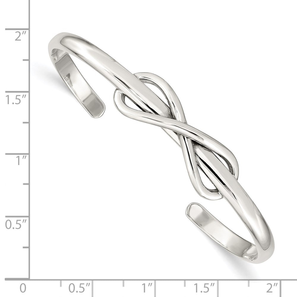 Sterling Silver Polished Infinity Cuff Bangle QB602