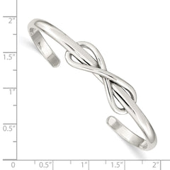 Sterling Silver Polished Infinity Cuff Bangle QB602