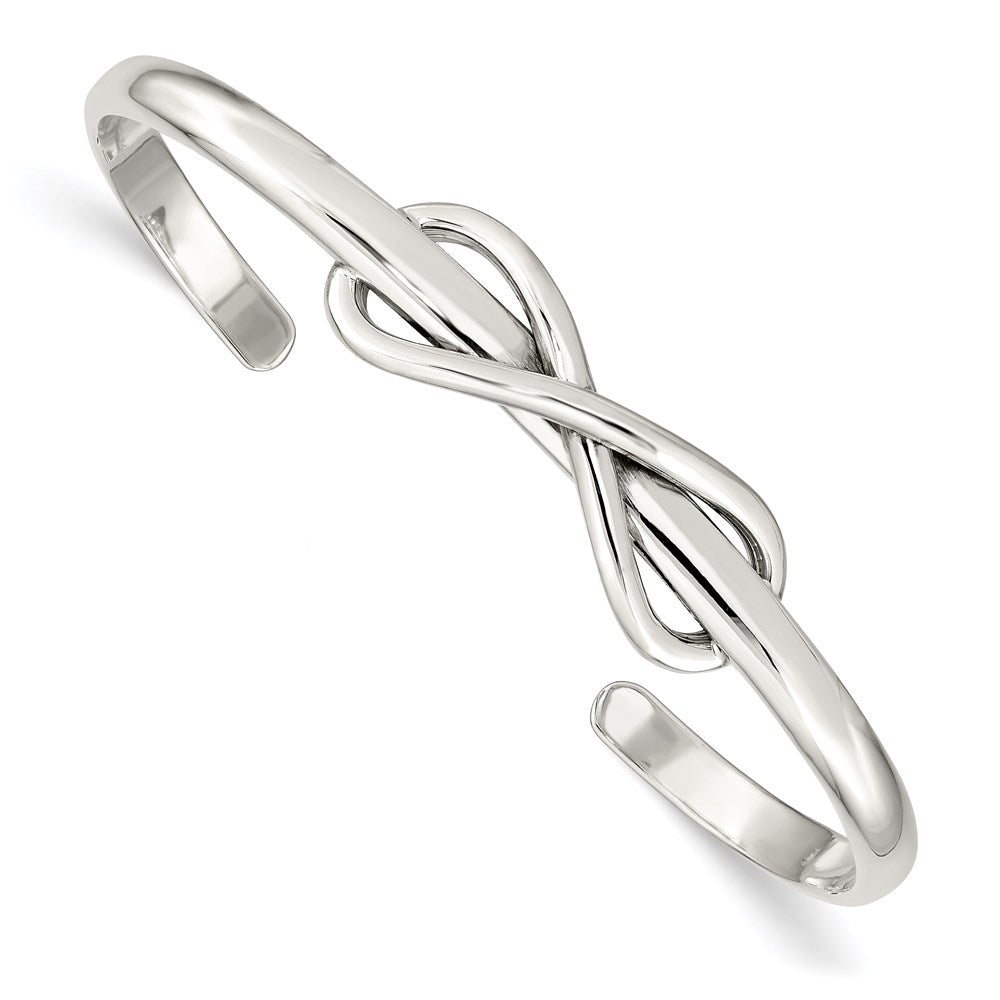 Sterling Silver Polished Infinity Cuff Bangle QB602