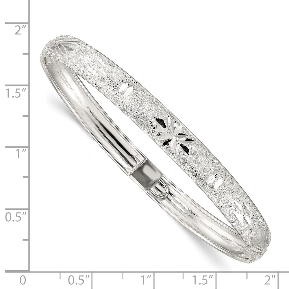 Sterling Silver 6.5mm Laser and Diamond-cut Flexible Bangle QB611
