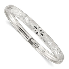 Sterling Silver 6.5mm Laser and Diamond-cut Flexible Bangle QB611
