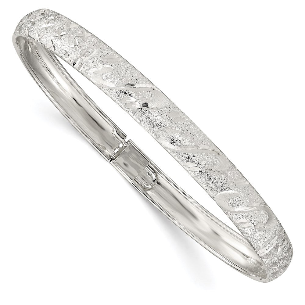 Sterling Silver 6.5mm Diamond-cut Flexible Bangle QB612
