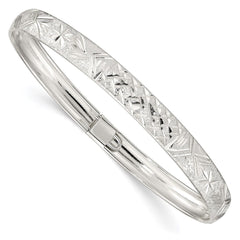 Sterling Silver 6.5mm Laser and Diamond-cut Flexible Bangle QB613