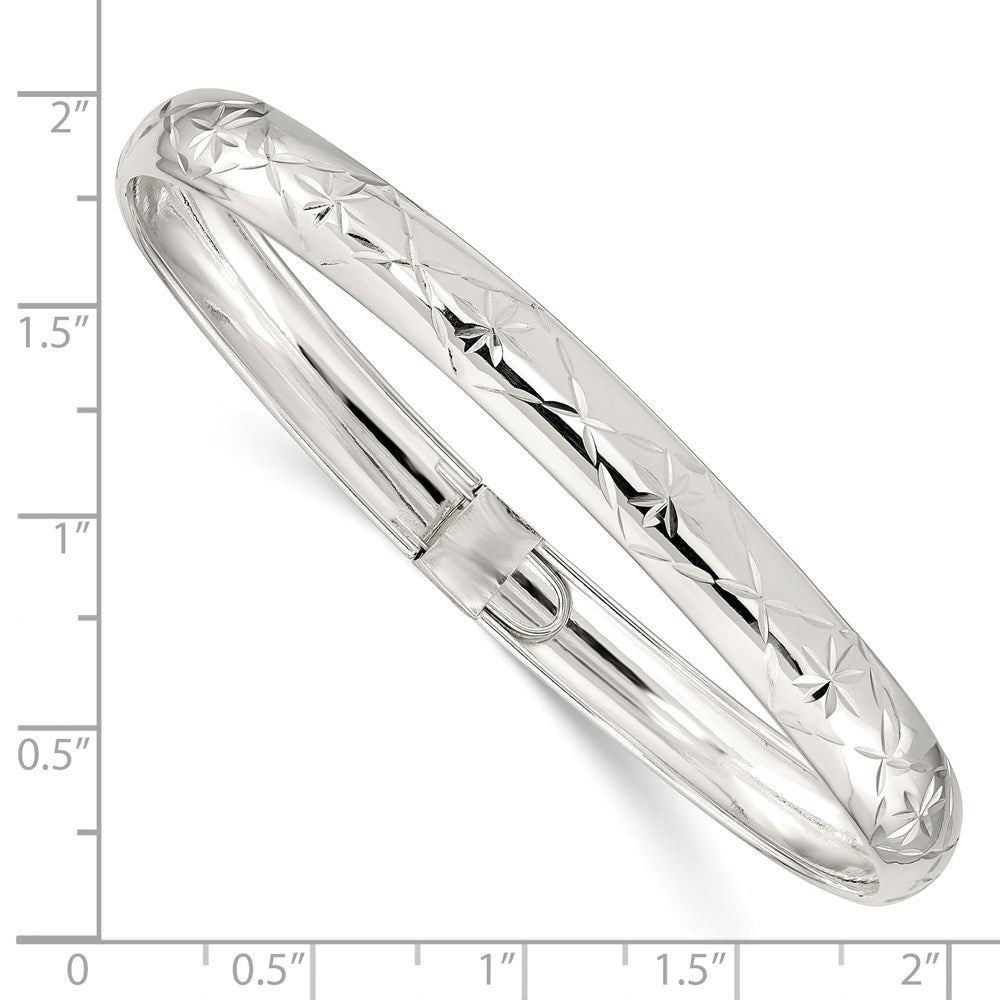 Sterling Silver 7mm Diamond-cut Flexible Bangle QB614