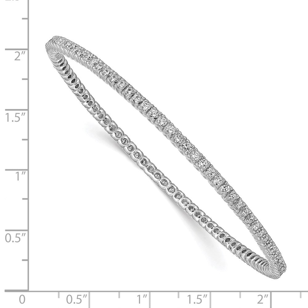 Sterling Shimmer Sterling Silver Rhodium-plated 93 Stone CZ Bangle Bracelet QB663