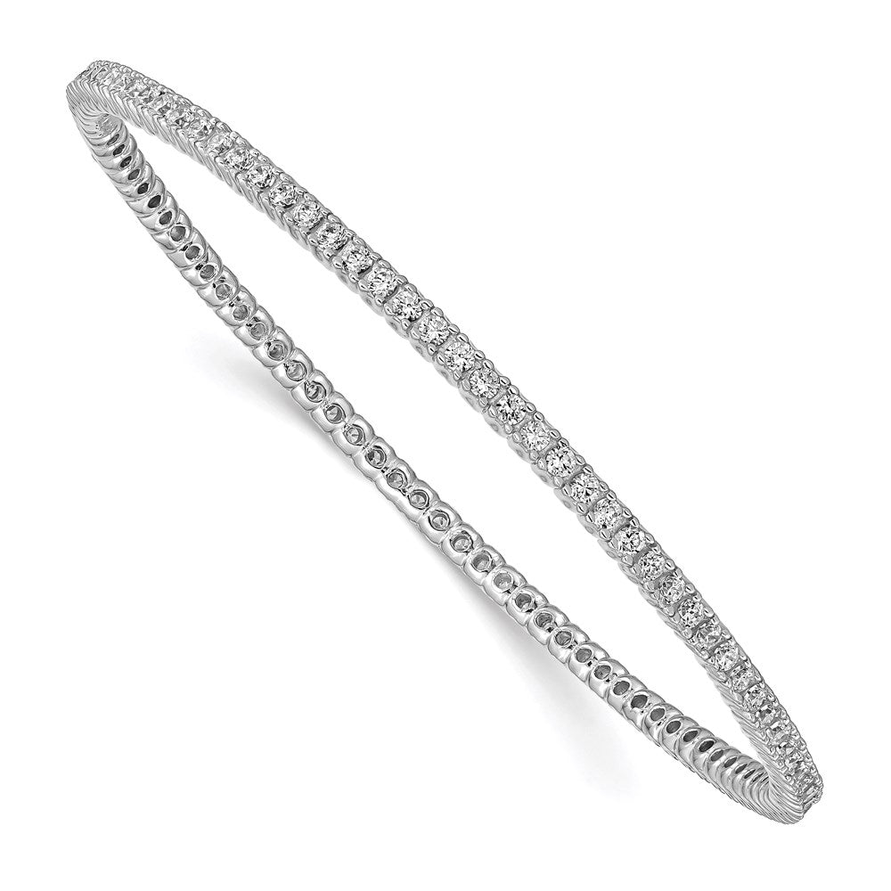 Sterling Shimmer Sterling Silver Rhodium-plated 93 Stone CZ Bangle Bracelet QB663