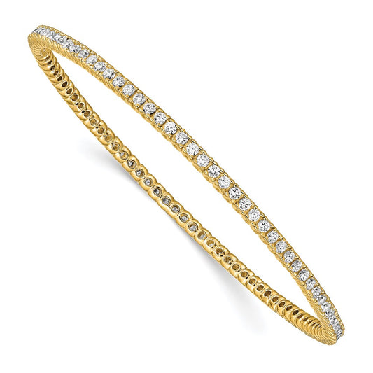 Sterling Shimmer Sterling Silver Gold-tone Flash Gold-plated 93 Stone CZ Bangle Bracelet QB663Y