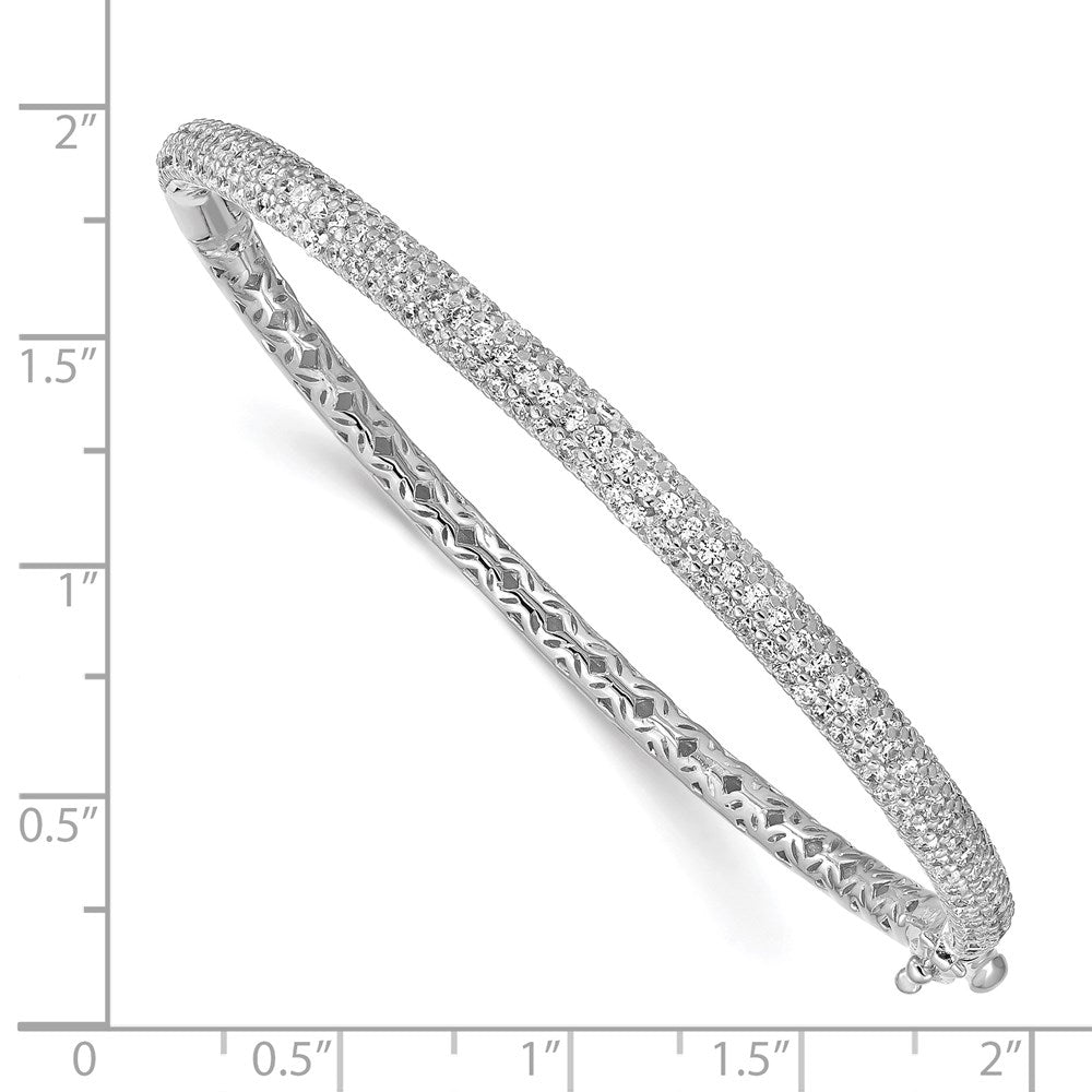 Sterling Shimmer Sterling Silver Rhodium-plated 175 Stone Pav������������������ CZ Hinged Bangle Bracelet QB664