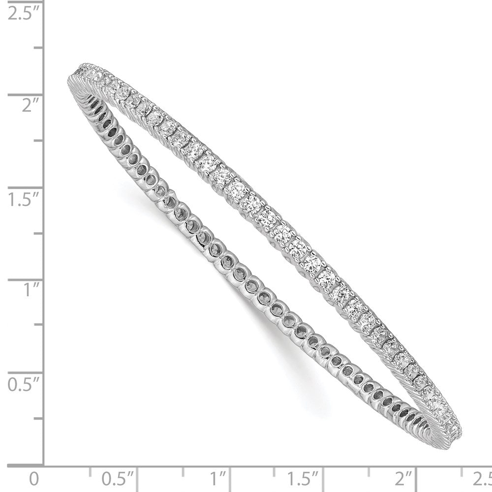 Sterling Shimmer Sterling Silver Rhodium-plated 83 Stone CZ Bangle Bracelet QB665