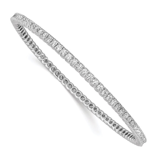 Sterling Shimmer Sterling Silver Rhodium-plated 83 Stone CZ Bangle Bracelet QB665
