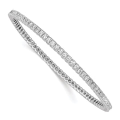 Sterling Shimmer Sterling Silver Rhodium-plated 83 Stone CZ Bangle Bracelet QB665