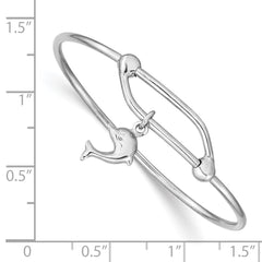 Sterling Silver Rhodium-plated Polished Dolphin Adjustable Baby Bangle QB670