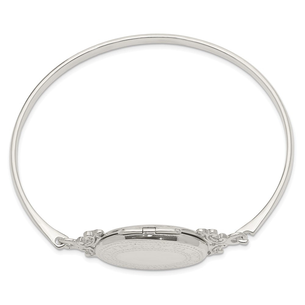 Sterling Silver 26mm Oval Locket Bangle QB745