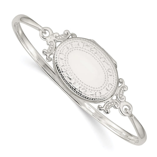 Sterling Silver 26mm Oval Locket Bangle QB745