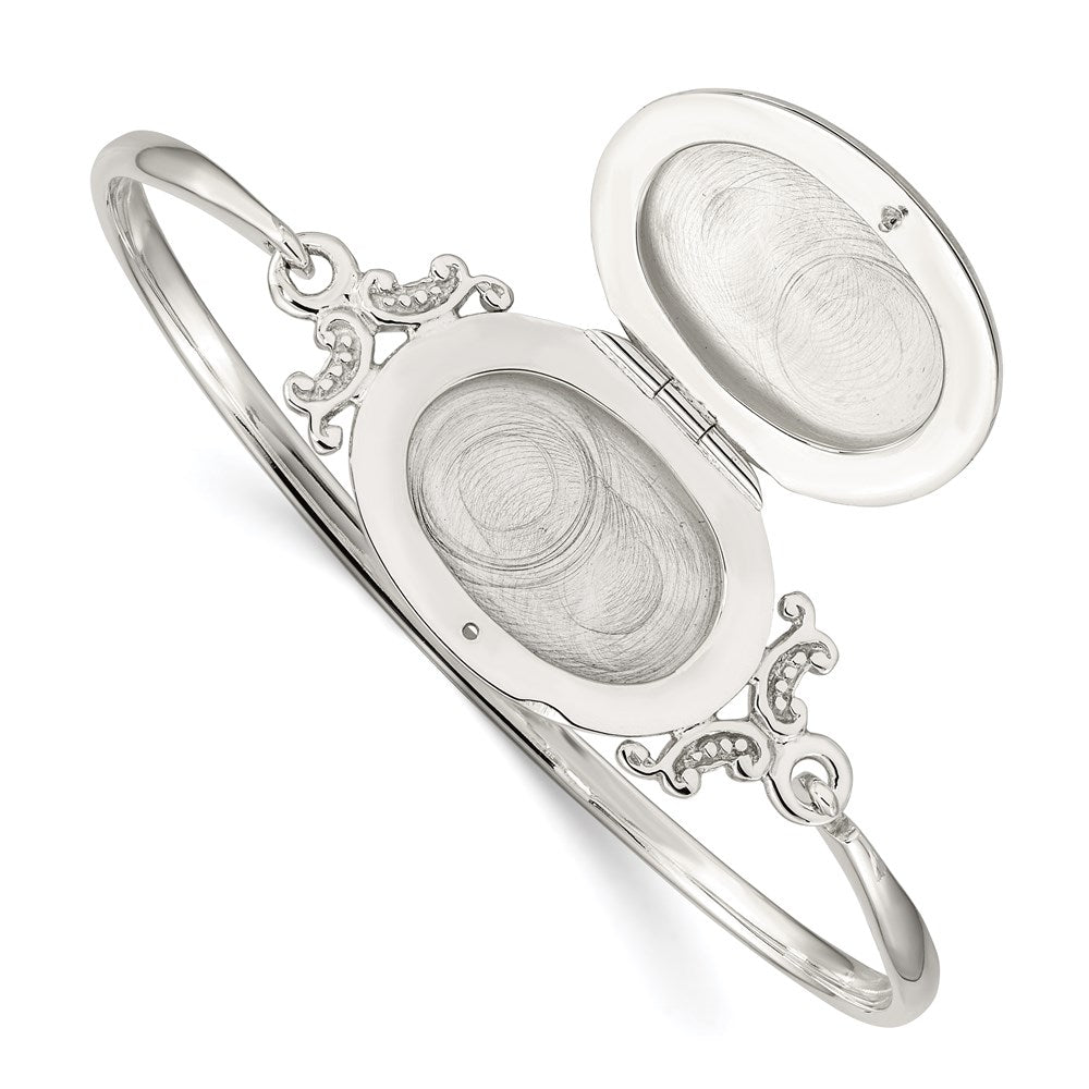 Sterling Silver 26mm Oval Locket Bangle QB746