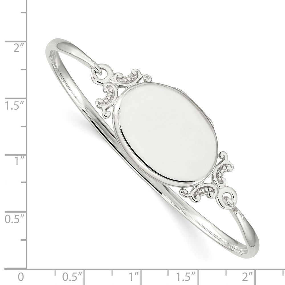 Sterling Silver 26mm Oval Locket Bangle QB746