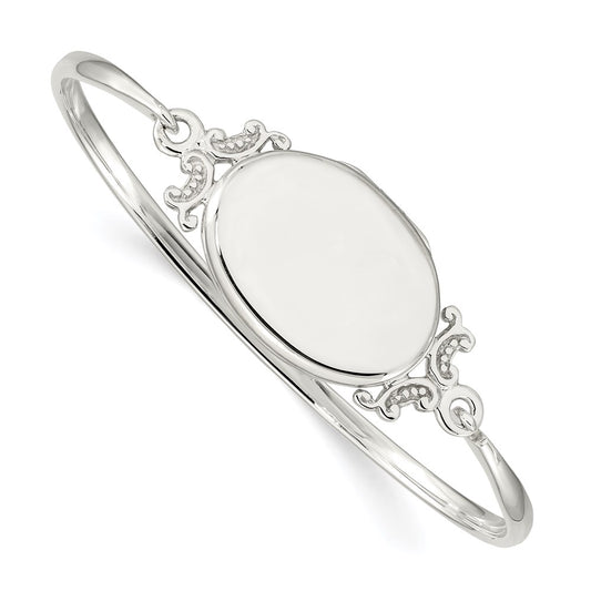 Sterling Silver 26mm Oval Locket Bangle QB746