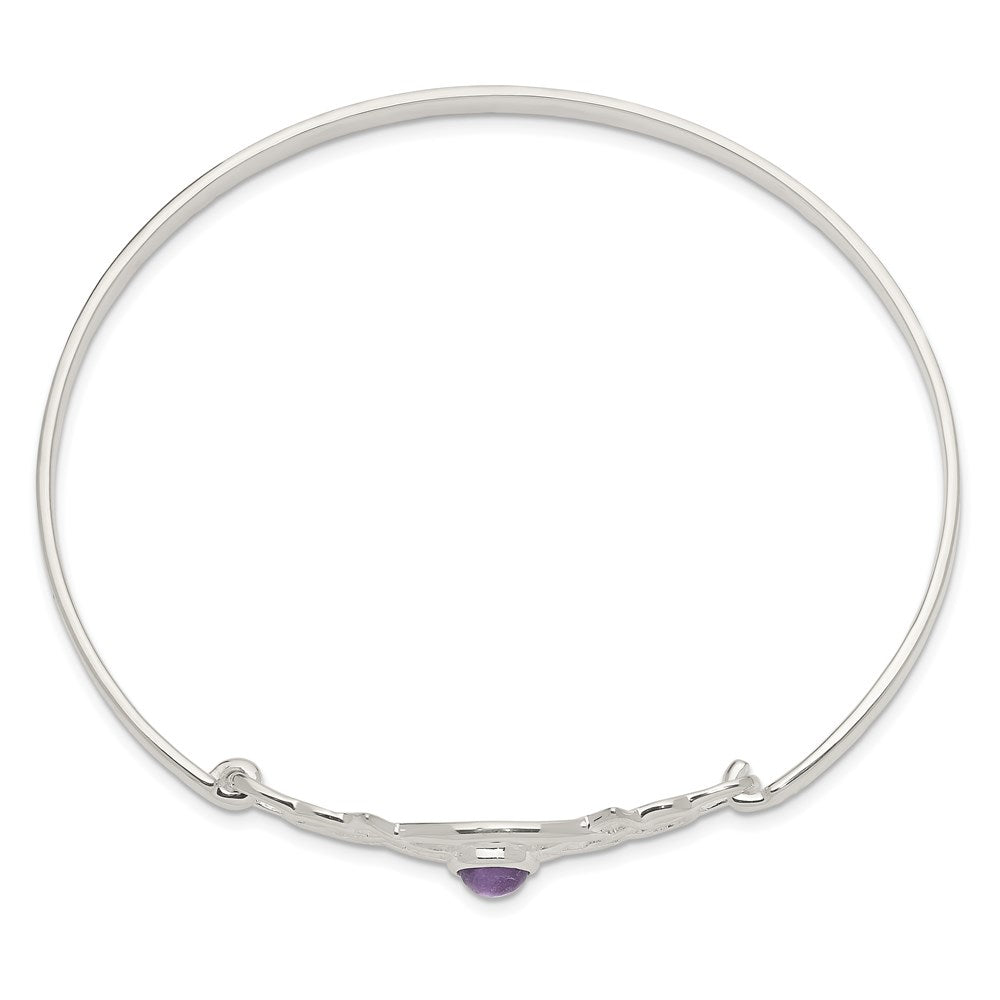 Sterling Silver Amethyst Celtic Knot Bangle Bracelet QB747