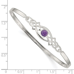 Sterling Silver Amethyst Celtic Knot Bangle Bracelet QB747