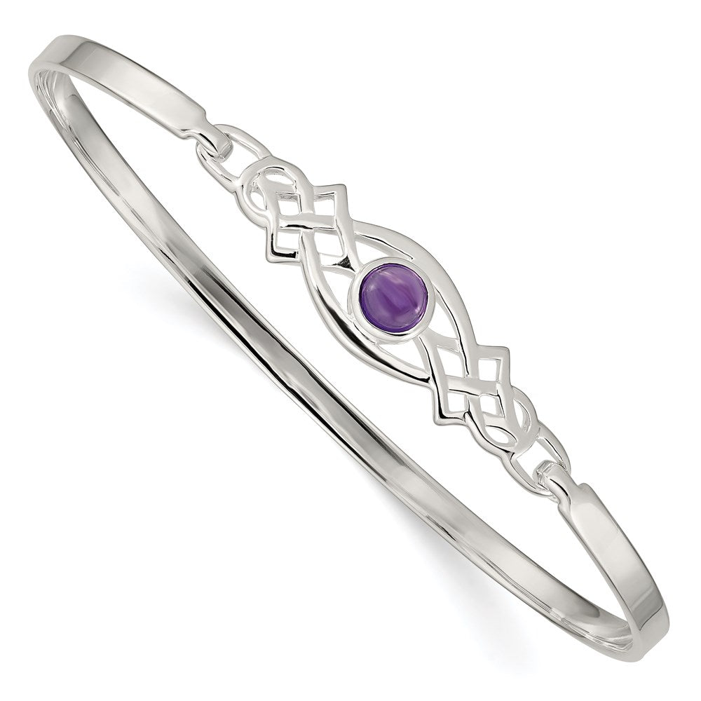 Sterling Silver Amethyst Celtic Knot Bangle Bracelet QB747