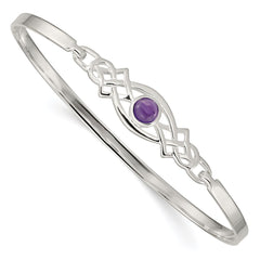 Sterling Silver Amethyst Celtic Knot Bangle Bracelet QB747