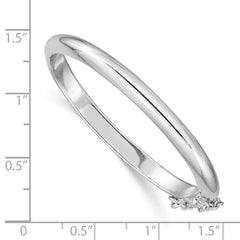 Sterling Silver RH-plated Polished 4mm w/ Safety Hinged Children's Bangle QB776