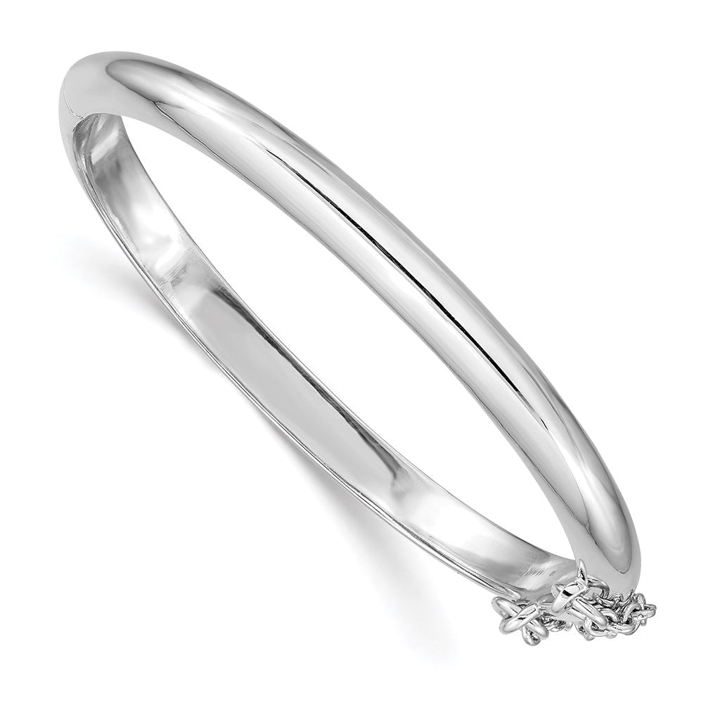 Sterling Silver RH-plated Polished 4mm w/ Safety Hinged Children's Bangle QB777