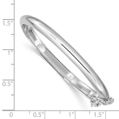 Sterling Silver RH-plated Polished 4mm w/ Safety Hinged Children's Bangle QB778