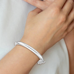 Sterling Silver RH-plated Polished 5mm w/ Safety Hinged Children's Bangle QB781