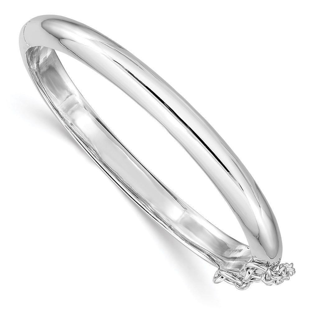 Sterling Silver RH-plated Polished 5mm w/ Safety Hinged Children's Bangle QB781